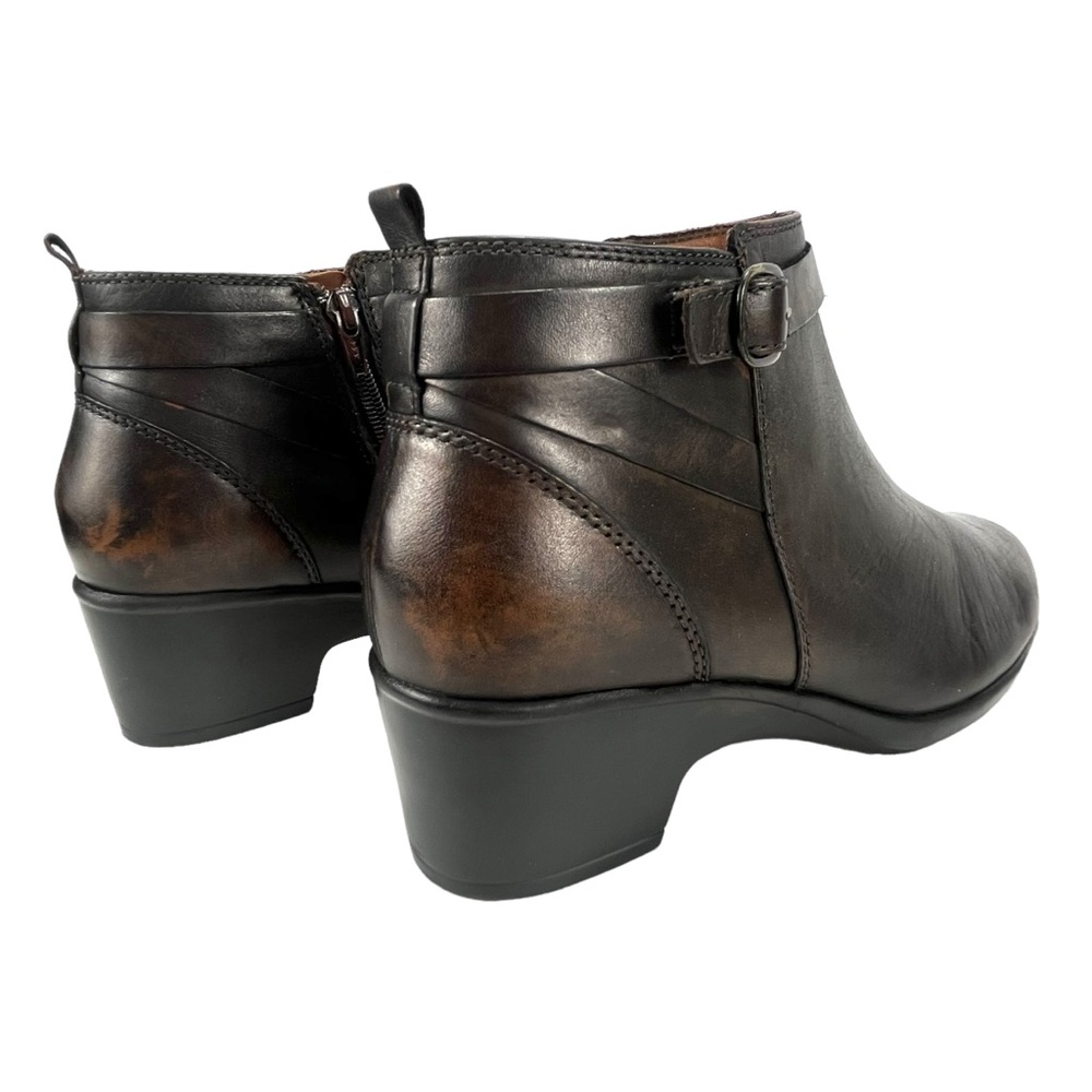 Clarks Women 9.5W Malia Hawthorn Brown Leather Side Zip‎ Ankle Boot - Picture 7 of 13